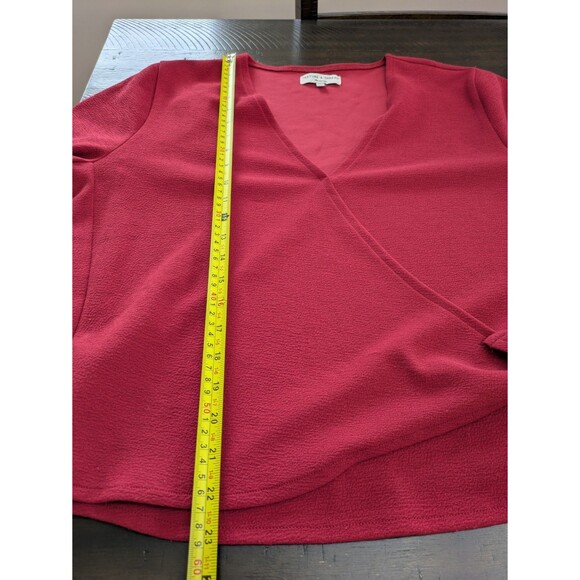 Madewell Texture & Thread Crepe Wrap Top Red Career Office Flattering Flowy XL - Picture 10 of 10
